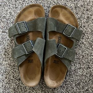 Birkenstock Arizona Green Suede Sandals